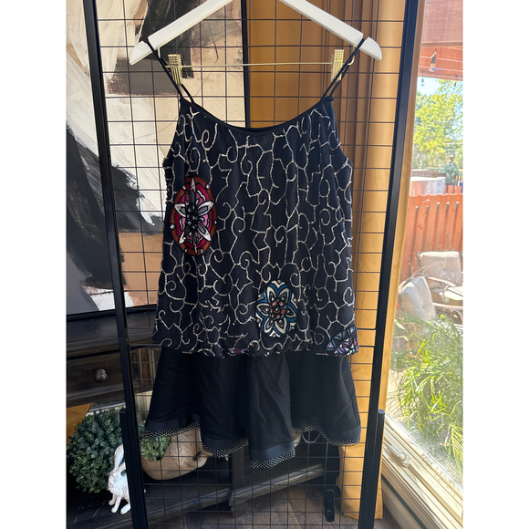 Adrianna Papell Dresses & Skirts - Black Beaded Tank Top With Floral Appliques
